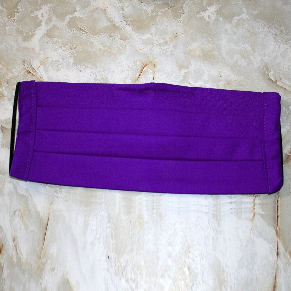 HAND CRAFTED Face Mask Purple Cotton Adult Cloth Fabric Solid - Pocket Style - Picture 5 of 15